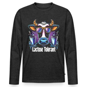 Lactose tolerant - Men's Premium Organic Long Sleeve Shirt - heather anthracite - Front - Nico (187cm)