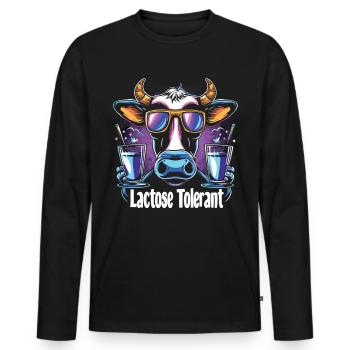 Lactose tolerant - Men's Premium Organic Long Sleeve Shirt - black - Front - Nico (187cm)
