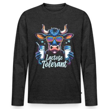 Lactose tolerant - Men's Premium Organic Long Sleeve Shirt - heather anthracite - Front - Nico (187cm)