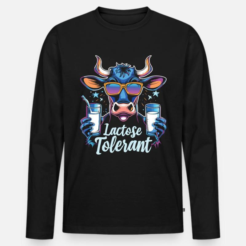 Laktose tolerant - Männer Premium Bio Langarmshirt - Schwarz