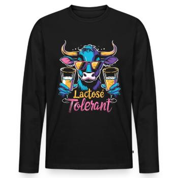 Lactose tolerant - Men's Premium Organic Long Sleeve Shirt - black - Front - Nico (187cm)