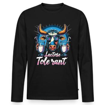 Lactose tolerant - Men's Premium Organic Long Sleeve Shirt - black - Front - Nico (187cm)