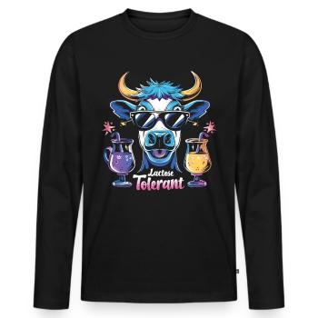 Lactose tolerant - Men's Premium Organic Long Sleeve Shirt - black - Front - Nico (187cm)