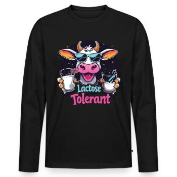 Lactose tolerant - Men's Premium Organic Long Sleeve Shirt - black - Front - Nico (187cm)