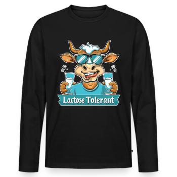 Lactose tolerant - Men's Premium Organic Long Sleeve Shirt - black - Front - Nico (187cm)