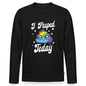 Lustige "0 Tage Seit Ich Zuletzt Gekackt - Männer Premium Bio Langarmshirt - Schwarz - Vorne - Nico (187cm)