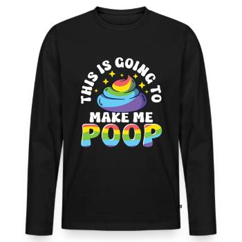 Lustige "0 Tage Seit Ich Zuletzt Gekackt - Männer Premium Bio Langarmshirt - Schwarz - Vorne - Nico (187cm)