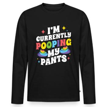 Lustige "0 Tage Seit Ich Zuletzt Gekackt - Männer Premium Bio Langarmshirt - Schwarz - Vorne - Nico (187cm)