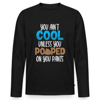 Lustige "0 Tage Seit Ich Zuletzt Gekackt - Männer Premium Bio Langarmshirt - Schwarz - Vorne - Nico (187cm)