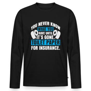 Lustige "0 Tage Seit Ich Zuletzt Gekackt - Männer Premium Bio Langarmshirt - Schwarz - Vorne - Nico (187cm)