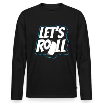 Lustige "0 Tage Seit Ich Zuletzt Gekackt - Männer Premium Bio Langarmshirt - Schwarz - Vorne - Nico (187cm)