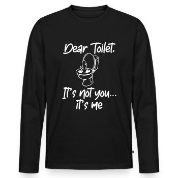 Lustige "0 Tage Seit Ich Zuletzt Gekackt - Männer Premium Bio Langarmshirt - Schwarz - Vorne - Nico (187cm)