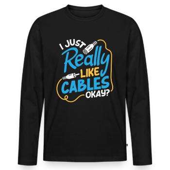 Funny Audiovisual Technician AV Tec - Men's Premium Organic Long Sleeve Shirt - black - Front - Nico (187cm)