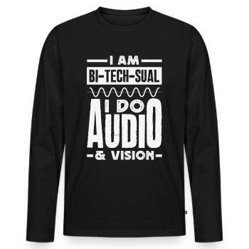Funny Audiovisual Technician AV Tec - Men's Premium Organic Long Sleeve Shirt - black - Front - Nico (187cm)