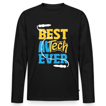 Funny Audiovisual Technician AV Tec - Men's Premium Organic Long Sleeve Shirt - black - Front - Nico (187cm)