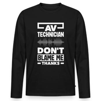 Funny Audiovisual Technician AV Tec - Men's Premium Organic Long Sleeve Shirt - black - Front - Nico (187cm)