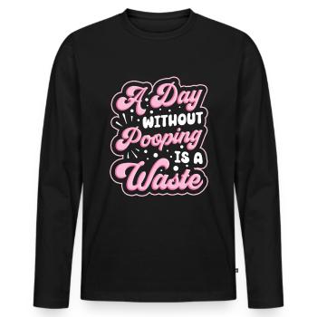 Funny Cooped Me Bathroom Meme - Men's Premium Organic Long Sleeve Shirt - black - Front - Nico (187cm)
