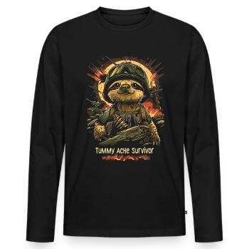 Drôle paresseux Meme mal d’estomac - T-shirt manches longues Premium bio Homme - noir - Devant - Nico (187cm)