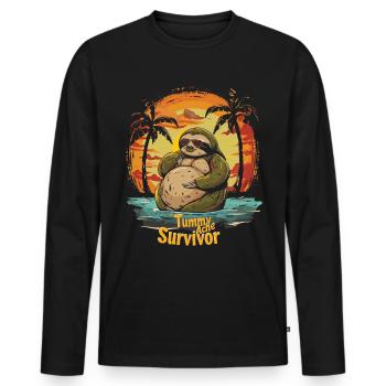 Drôle paresseux Meme mal d’estomac - T-shirt manches longues Premium bio Homme - noir - Devant - Nico (187cm)