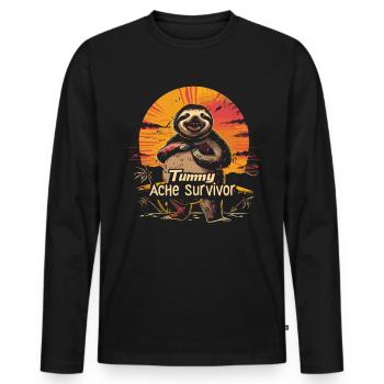 Drôle paresseux Meme mal d’estomac - T-shirt manches longues Premium bio Homme - noir - Devant - Nico (187cm)