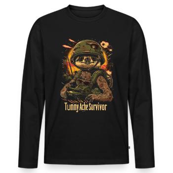 Drôle paresseux Meme mal d’estomac - T-shirt manches longues Premium bio Homme - noir - Devant - Nico (187cm)