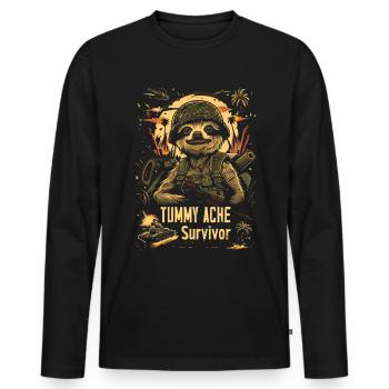 Drôle paresseux Meme mal d’estomac - T-shirt manches longues Premium bio Homme - noir - Devant - Nico (187cm)