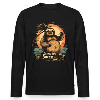 Drôle paresseux Meme mal d’estomac - T-shirt manches longues Premium bio Homme - noir - Devant - Nico (187cm)