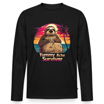 Drôle paresseux Meme mal d’estomac - T-shirt manches longues Premium bio Homme - noir - Devant - Nico (187cm)