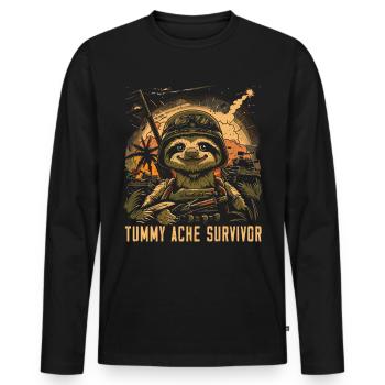 Drôle paresseux Meme mal d’estomac - T-shirt manches longues Premium bio Homme - noir - Devant - Nico (187cm)