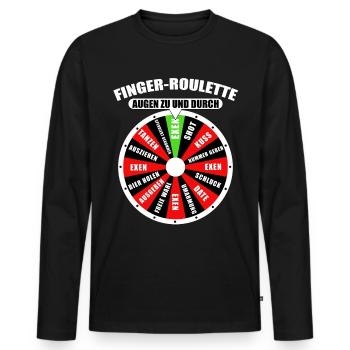 Finger-Roulette Augen zu und durch Mallorca JGA - Männer Premium Bio Langarmshirt - Schwarz - Vorne - Nico (187cm)