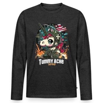 Drôle Licorne Mème Maux d’estomac - T-shirt manches longues Premium bio Homme - anthracite chiné - Devant - Nico (187cm)