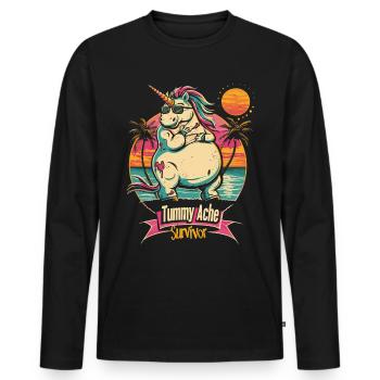 Funny Unicorn Meme Stomach Ache - Men's Premium Organic Long Sleeve Shirt - black - Front - Nico (187cm)