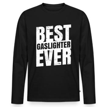 True Professional Gaslighting - Men's Premium Organic Long Sleeve Shirt - black - Front - Nico (187cm)