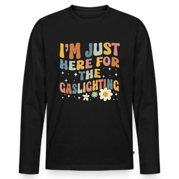 True Professional Gaslighting - Men's Premium Organic Long Sleeve Shirt - black - Front - Nico (187cm)