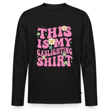 True Professional Gaslighting - Men's Premium Organic Long Sleeve Shirt - black - Front - Nico (187cm)