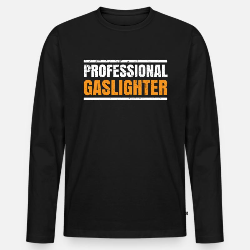 Echtes Professionelles Gaslighting - Männer Premium Bio Langarmshirt - Schwarz