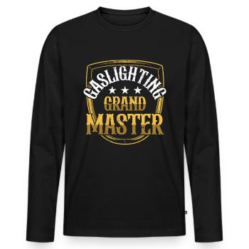 True Professional Gaslighting - Men's Premium Organic Long Sleeve Shirt - black - Front - Nico (187cm)