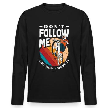 Vélo de gravier Cyclocross avec cyclo-cross - T-shirt manches longues Premium bio Homme - noir - Devant - Nico (187cm)