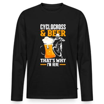 Vélo de gravier Cyclocross avec cyclo-cross - T-shirt manches longues Premium bio Homme - noir - Devant - Nico (187cm)