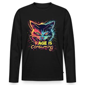 Cat Rage Consumes Me Humor Meme - Men's Premium Organic Long Sleeve Shirt - black - Front - Nico (187cm)