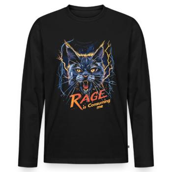 Cat Rage Consumes Me Humor Meme - Men's Premium Organic Long Sleeve Shirt - black - Front - Nico (187cm)