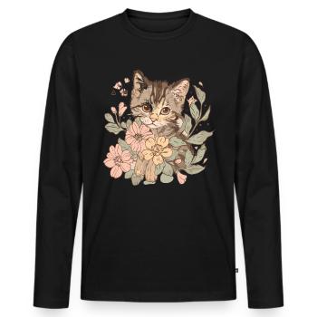 Cat Rage Consumes Me Humor Meme - Männer Premium Bio Langarmshirt - Schwarz - Vorne - Nico (187cm)