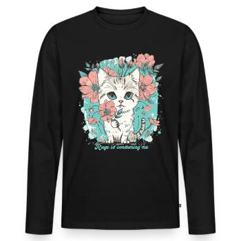 Cat Rage Consumes Me Humor Meme - Men's Premium Organic Long Sleeve Shirt - black - Front - Nico (187cm)