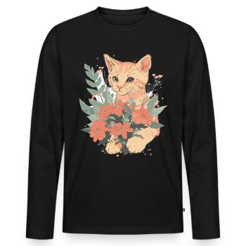 Cat Rage Consumes Me Humor Meme - Männer Premium Bio Langarmshirt - Schwarz - Vorne - Nico (187cm)