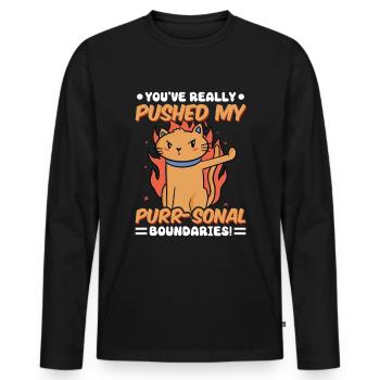 Chat Gras Gros Chat Humour Mème - T-shirt manches longues Premium bio Homme - noir - Devant - Nico (187cm)