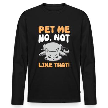 Chat Gras Gros Chat Humour Mème - T-shirt manches longues Premium bio Homme - noir - Devant - Nico (187cm)