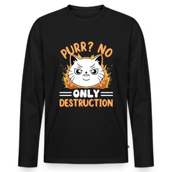 Chat Gras Gros Chat Humour Mème - T-shirt manches longues Premium bio Homme - noir - Devant - Nico (187cm)