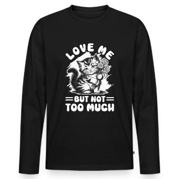 Chat Gras Gros Chat Humour Mème - T-shirt manches longues Premium bio Homme - noir - Devant - Nico (187cm)