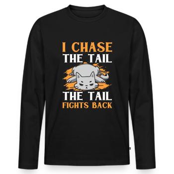 Cat Fat Fat Cat Humor Meme - Men's Premium Organic Long Sleeve Shirt - black - Front - Nico (187cm)