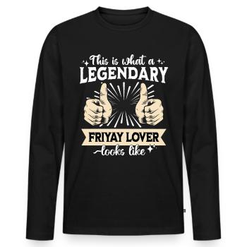 Friyay légendaire - T-shirt manches longues Premium bio Homme - noir - Devant - Nico (187cm)